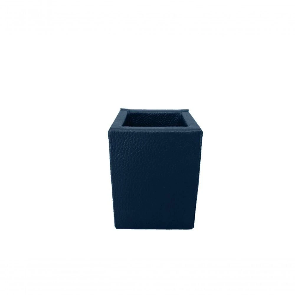 Porta Canetas Topgrife Couro Legítimo Personalizado 6x6x6cm Azul Marinho
