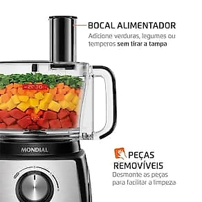 Multiprocessador Mondial Turbo Chef 3 em 1 MPN-02-BE 1000W Preto Inox 110V