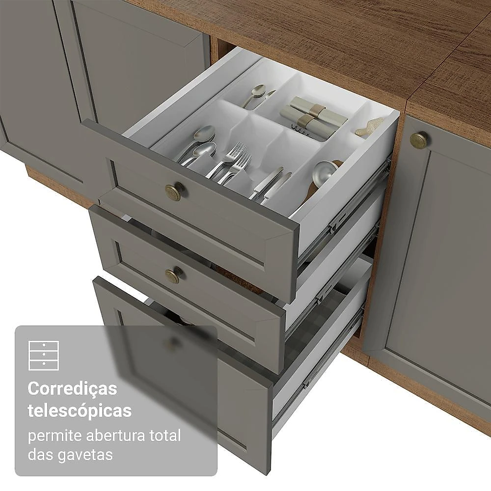 Armário de cozinha compacta 180 cm vik madesa 02 branco