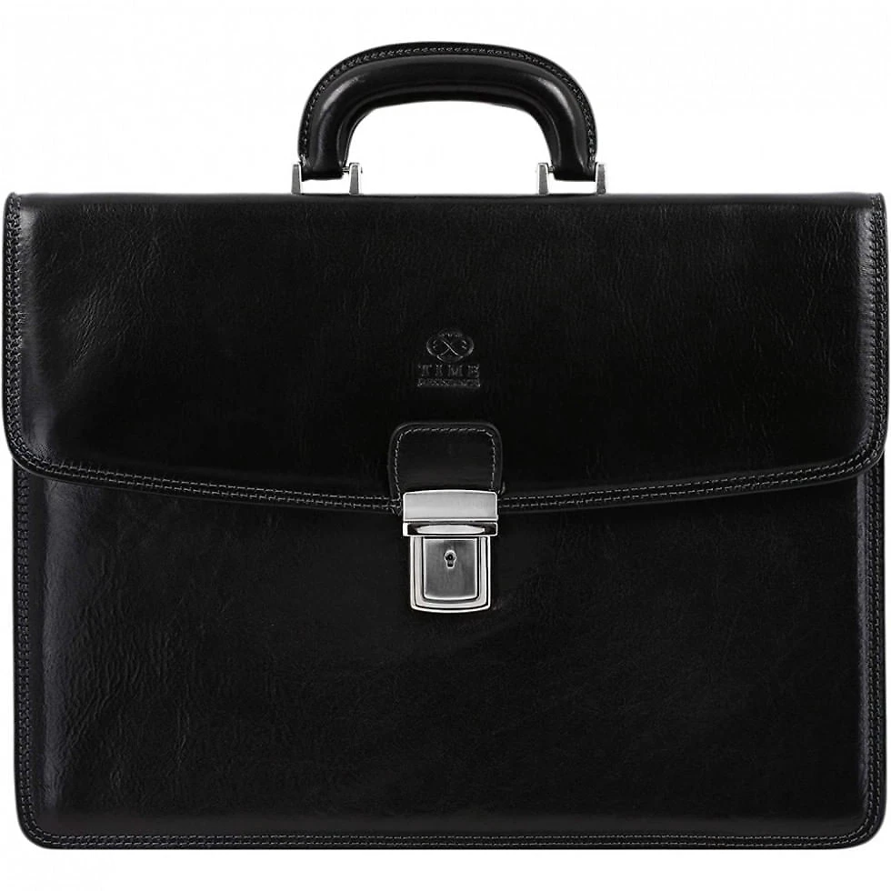 Bolsa Maleta Time Resistance de Couro Masculina para Laptop , Preta