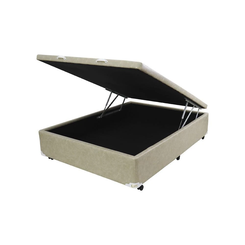 Cama Box Baú Castor Casal Premium Kansas Bege 138x188x35cm