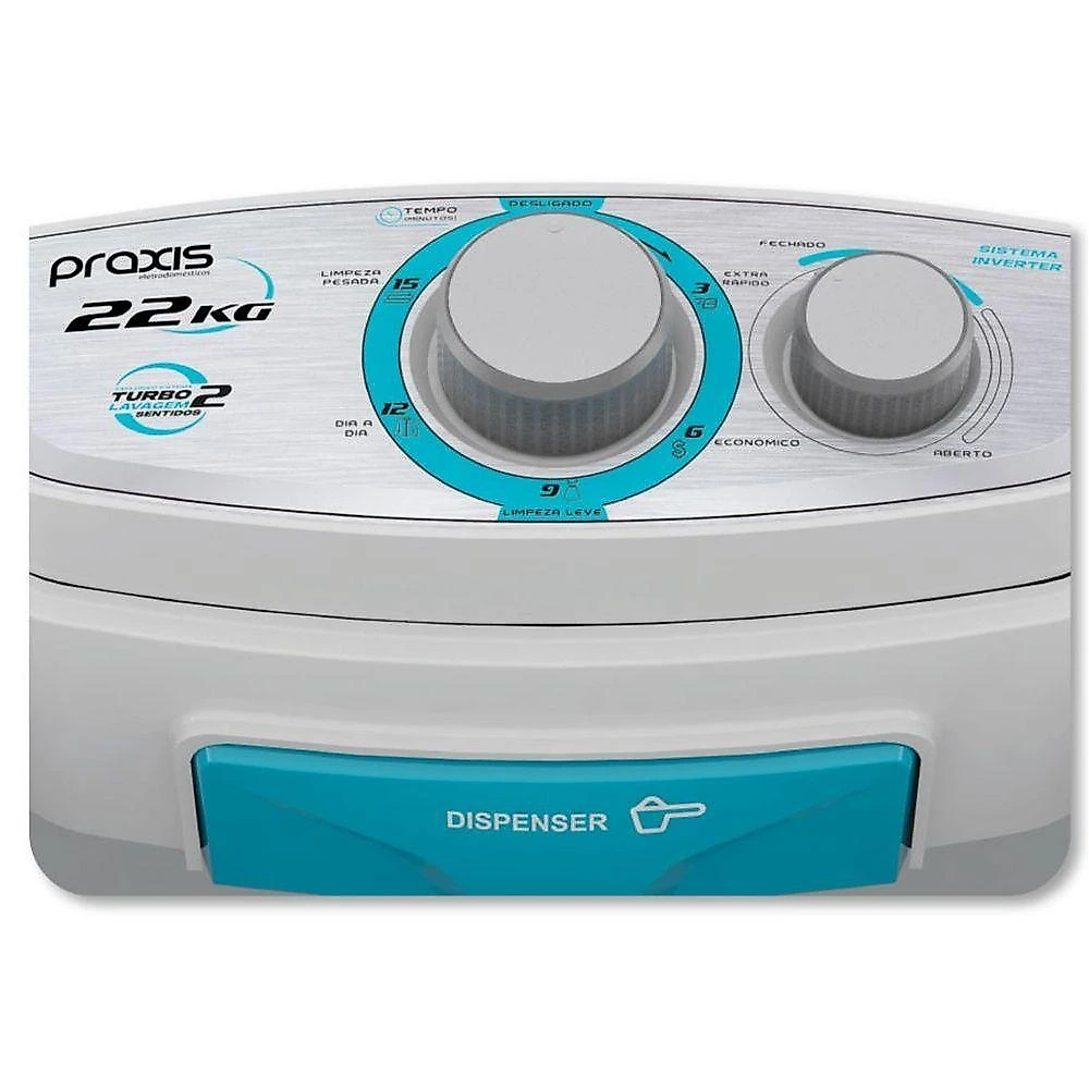 Máquina De Lavar Roupas Praxis Tanquinho Semiautomático Inverter 22kg LRSP22 Branca 110V