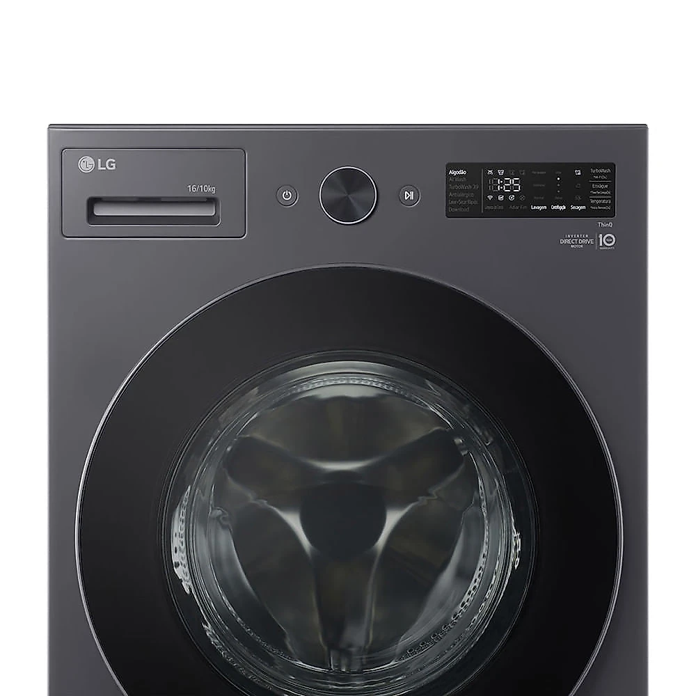 Lava e Seca Smart LG 16kg com Inteligência Artificial Aidd WD16GNTS6B/A Black Inox - 110V
