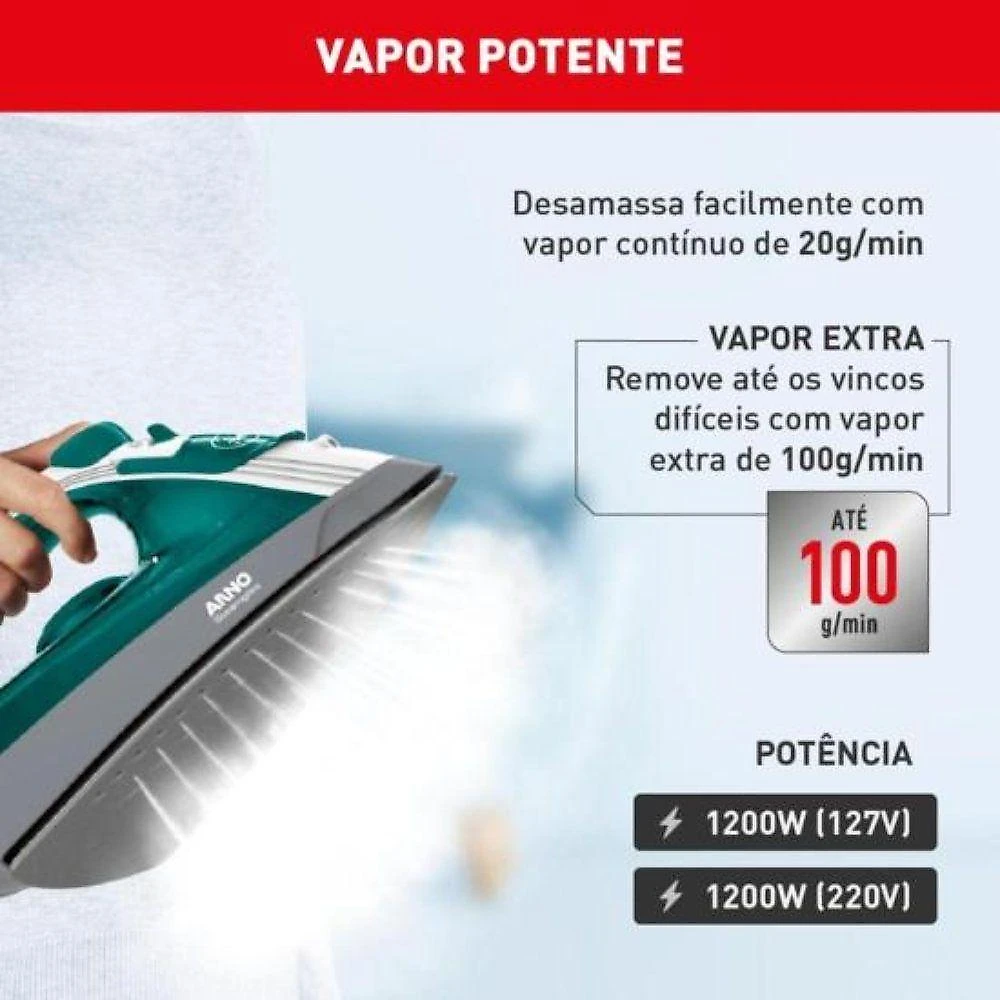 Ferro A Vapor Arno Steamgliss Base Antiaderente 110V
