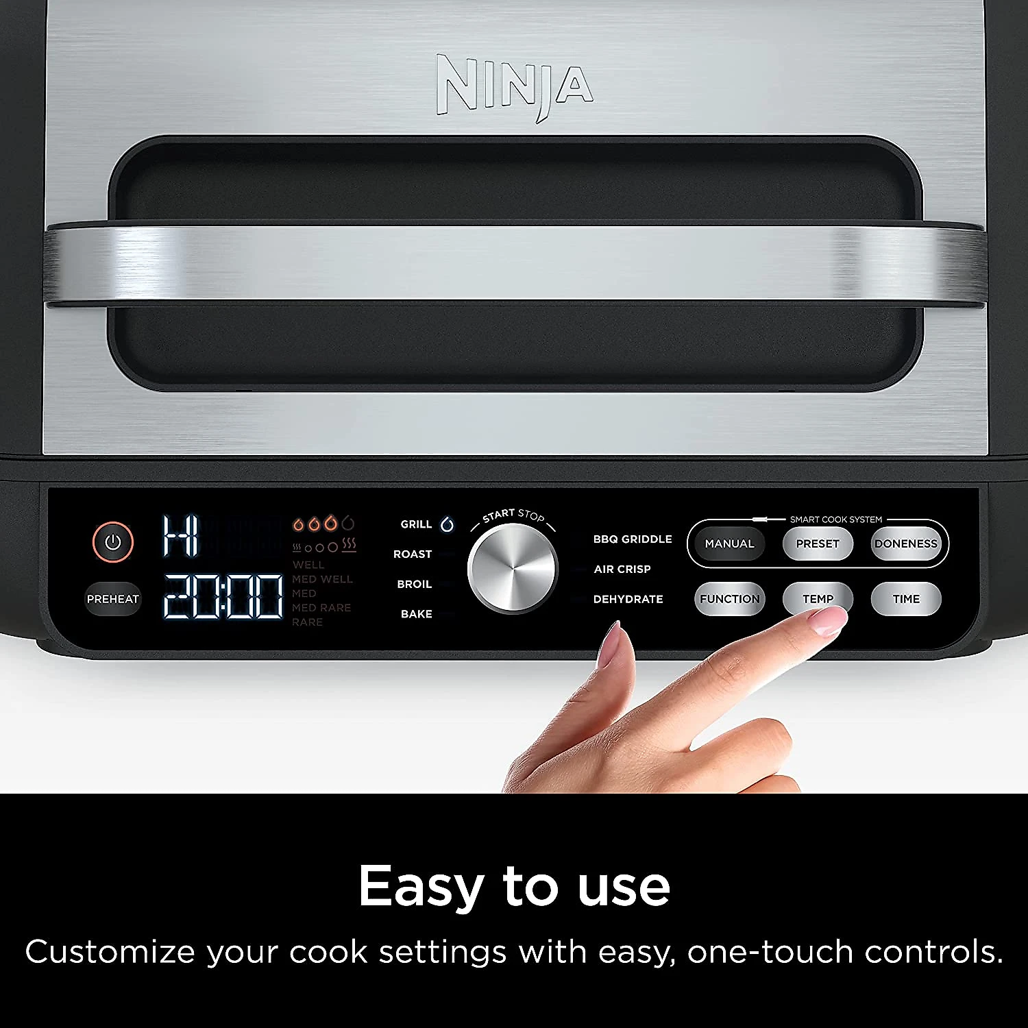 Ninja IG651 Foodi Smart XL Pro 7in1 Indoor GrillGriddle Combo use Opened or Closed with Griddle Air Fry Dehydrate e More Pro Power Grate Flat Top Griddle Crisper Smart Thermometer Black