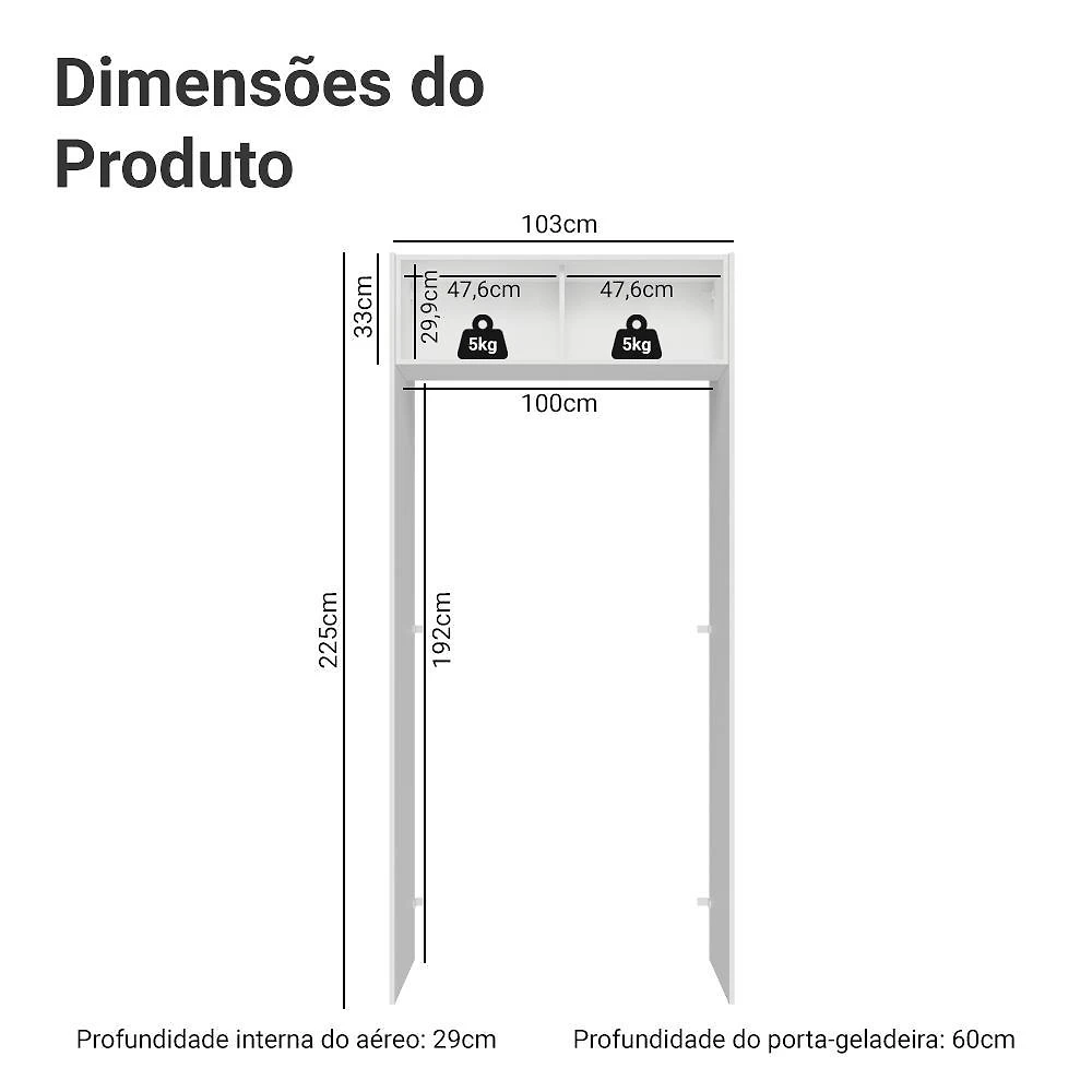 Porta-geladeira 103 cm 1 porta basculante branco/azul vik madesa