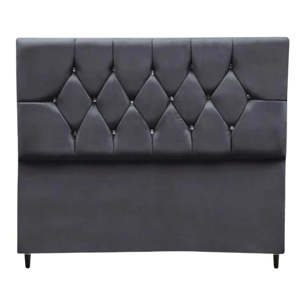 Cabeceira Estofada Casal 140 Cm Geovana Suede Cinza Escuro