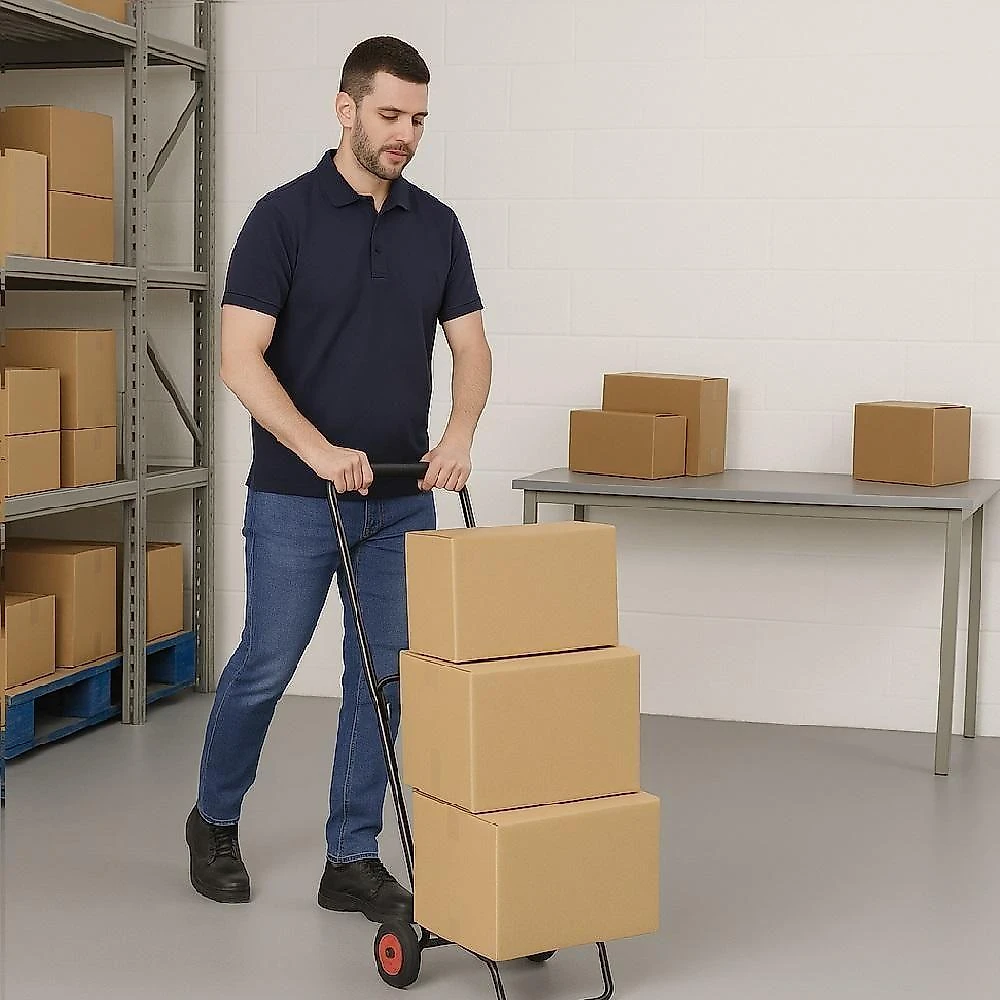 Carrinho de Mão Dobrável Multiuso 60kg Alça Regulável Preto Yeet