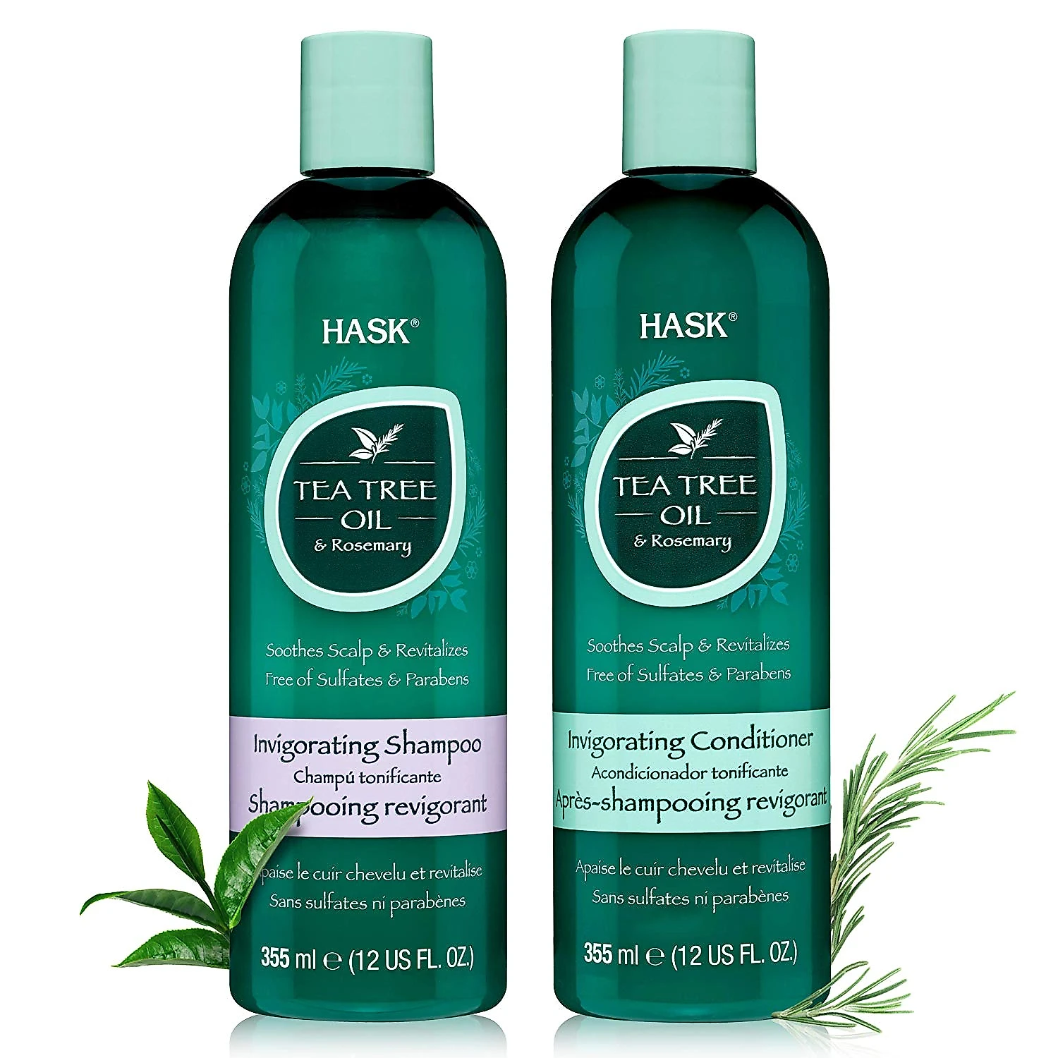 Shampoo e Condicionador Óleo de Árvore de Chá e Rosemário Todos os Tipos de Cabelos 355ml