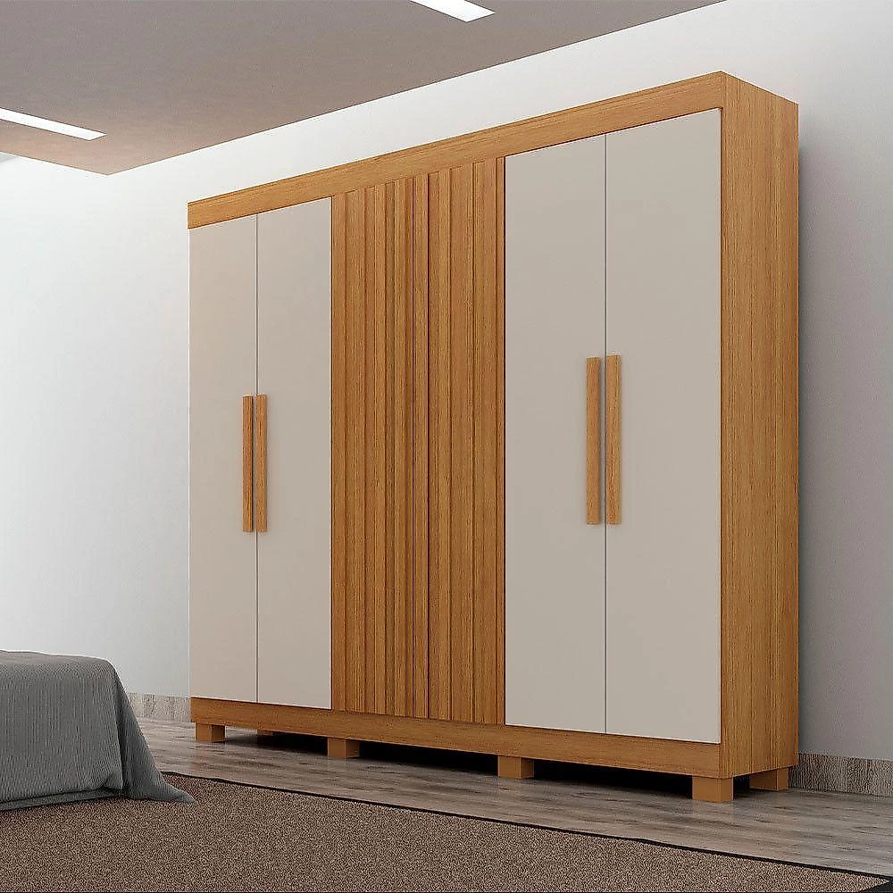 Guarda Roupa 6 Portas Delta Mdf Ripado Leifer Cinamomo/ Off White