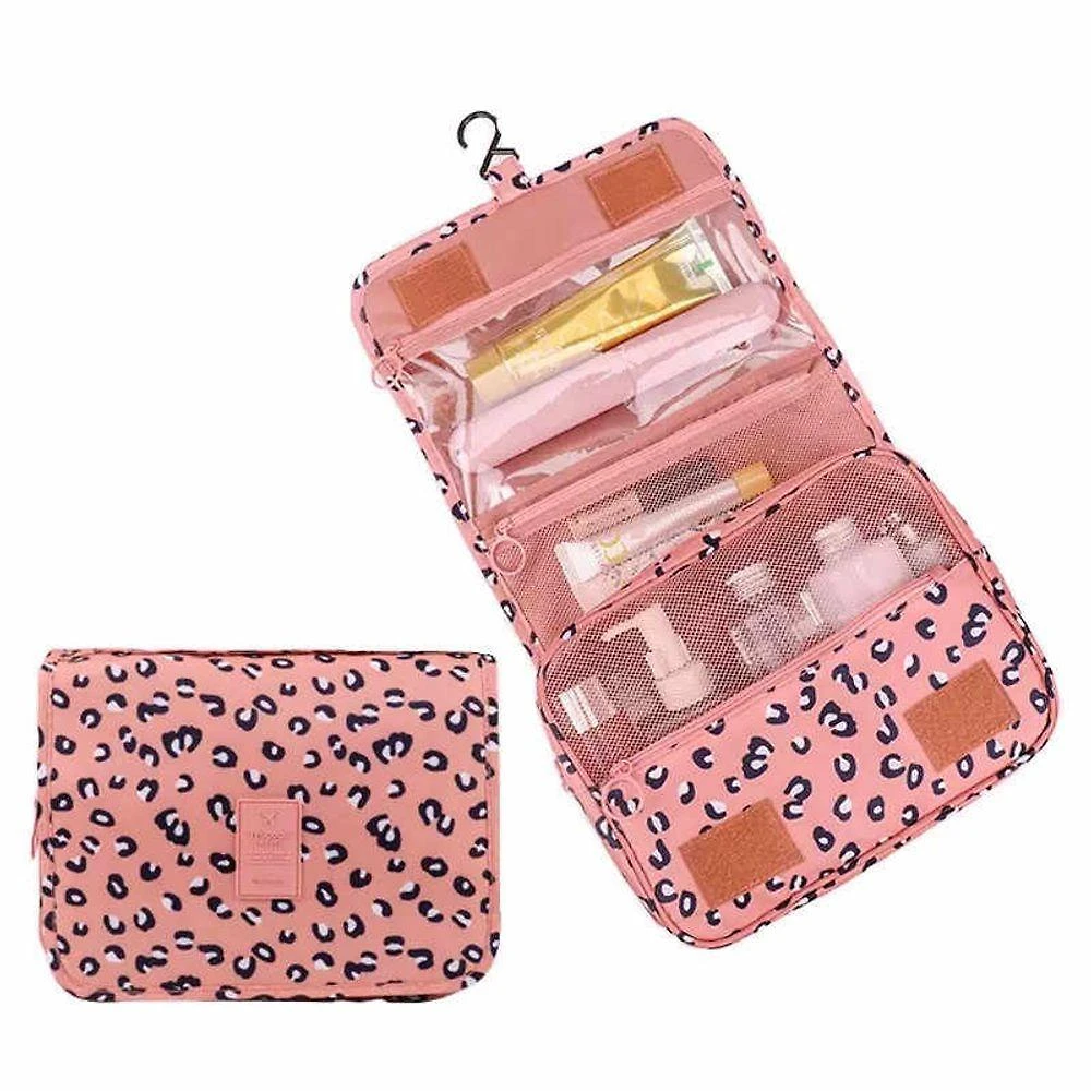 Necessaire Em Nylon Organizadora Higiene Para Viagem Onça Rosa