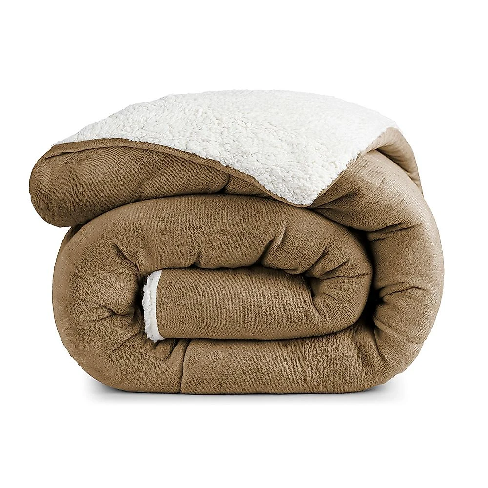 Coberdrom apollo solteiro sherpa manta flannel toque lã de carneiro - bege