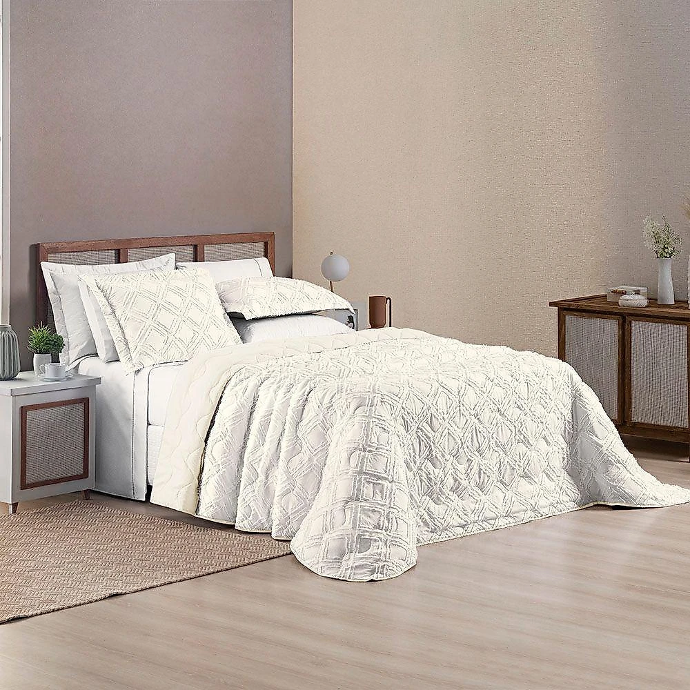 Cobre Leito King Harmonia 3 Peças Dupla Face - White