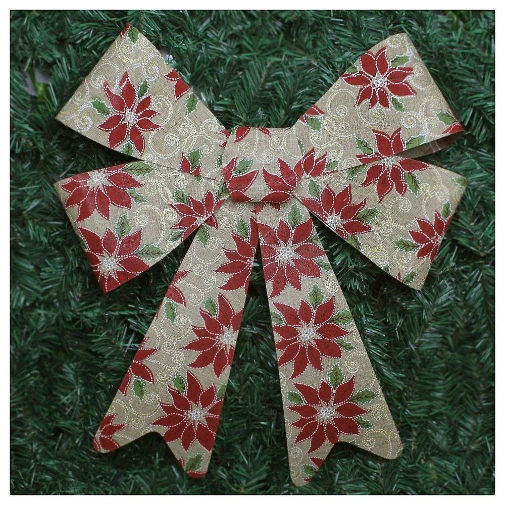 Kit 2 Enfeite árvore Natal Laço Decorado Com Flores 46 Cm