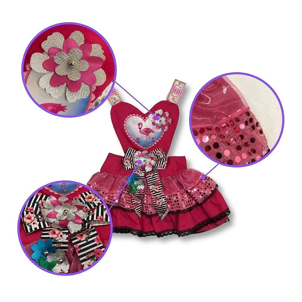 Fantasia Jardineira Flamingo Infantil