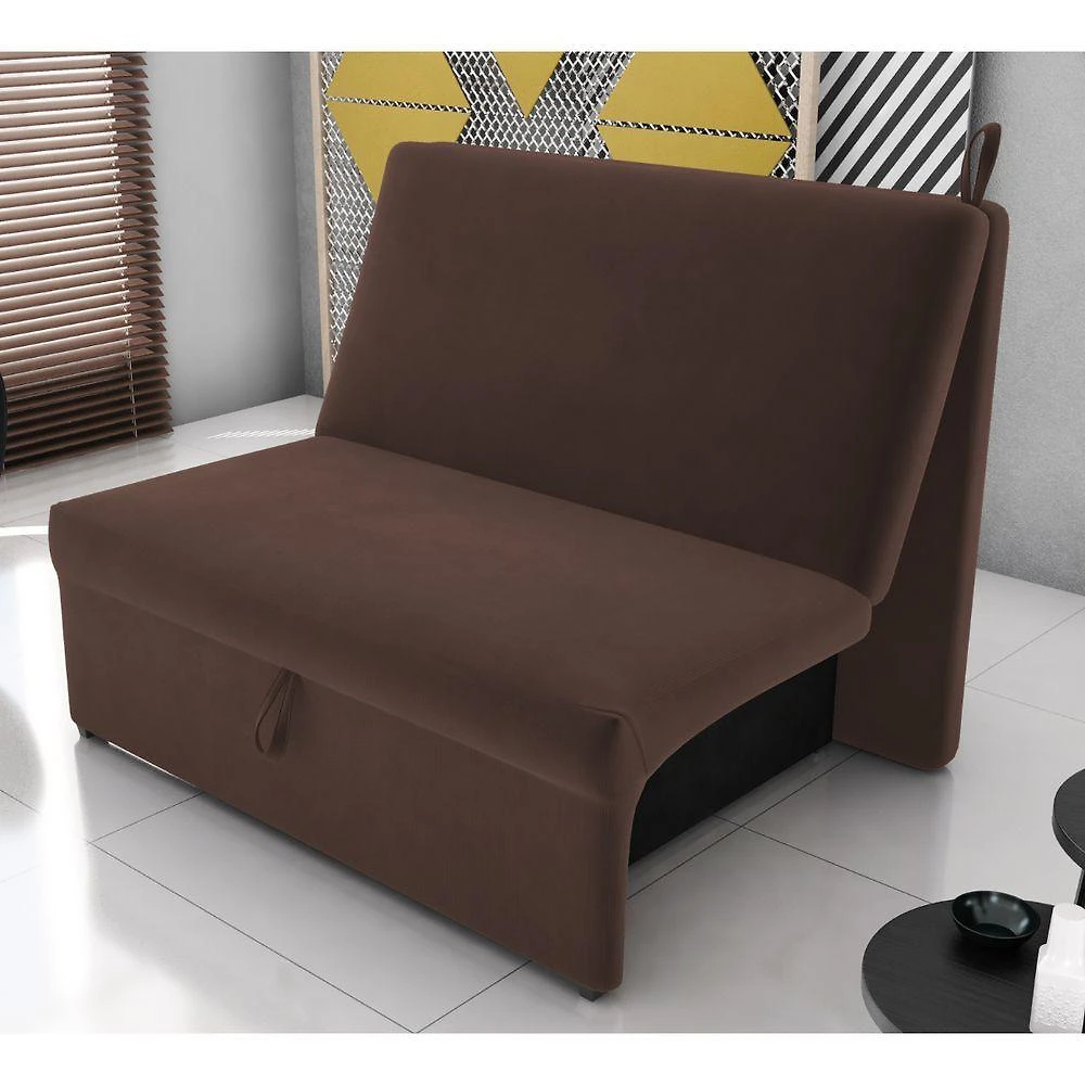 Sofá Cama Villa Monte Claro 2 Lugares Marrom Suede Matrix