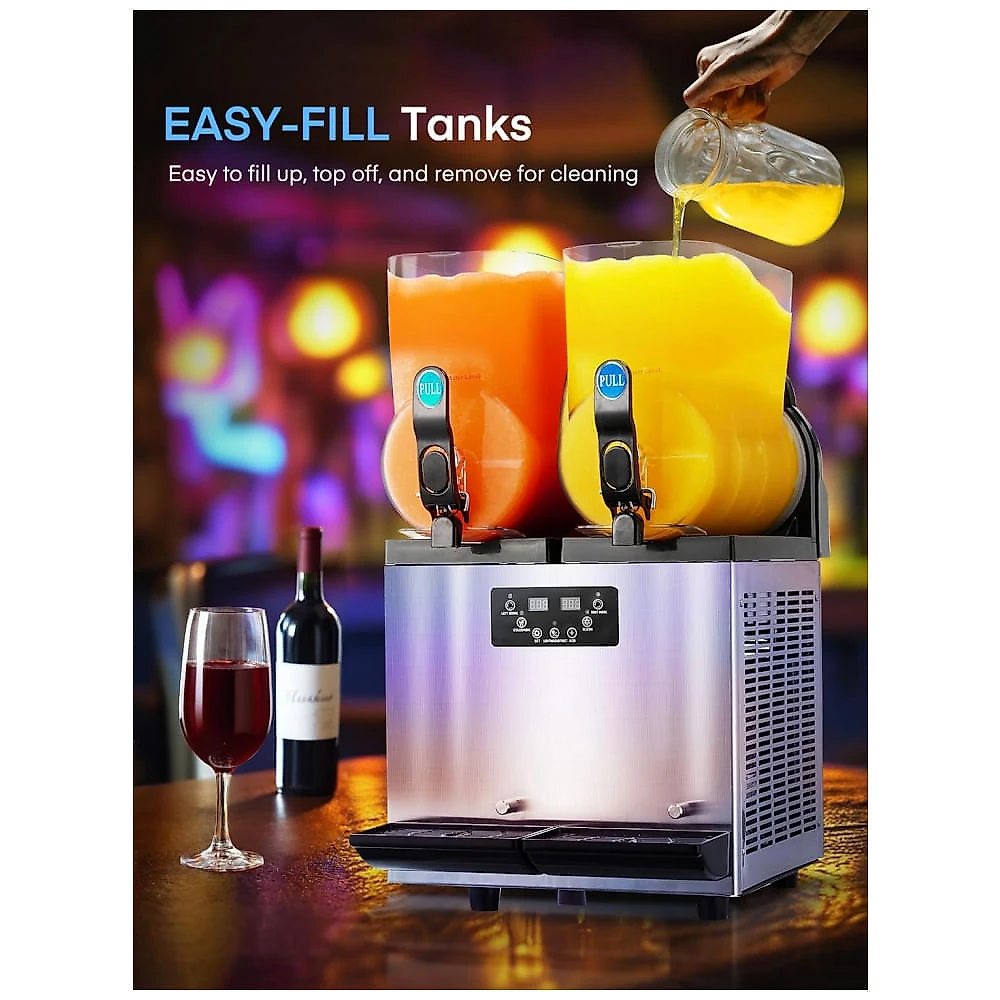 Máquina de Frozen Comercial, 30 Litros, Aço Inoxidável, Máquina de Margarita e Smoothie, Máquina de Slushie 25 Minutos para Servir, FOHERE,