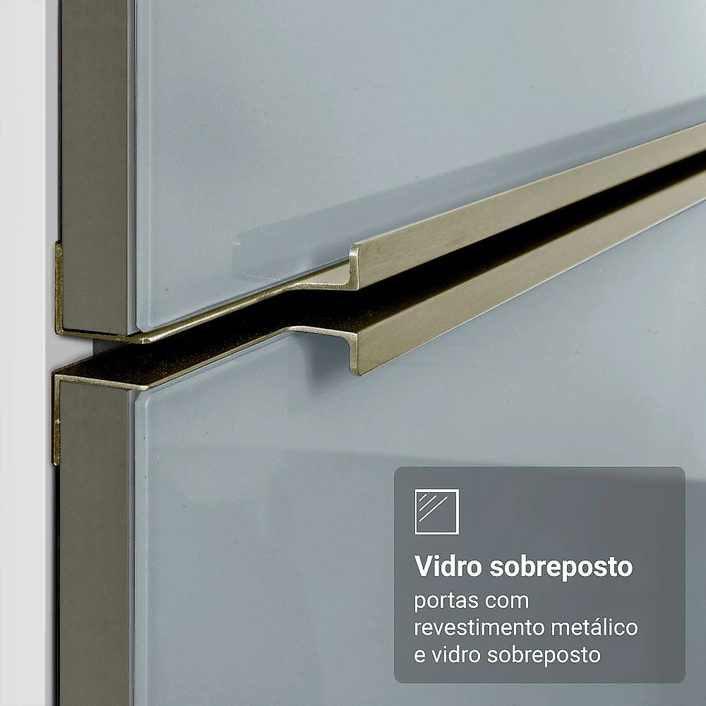 Armário de Cozinha Completa 310 cm  Lux Madesa 03 Branco/Cinza