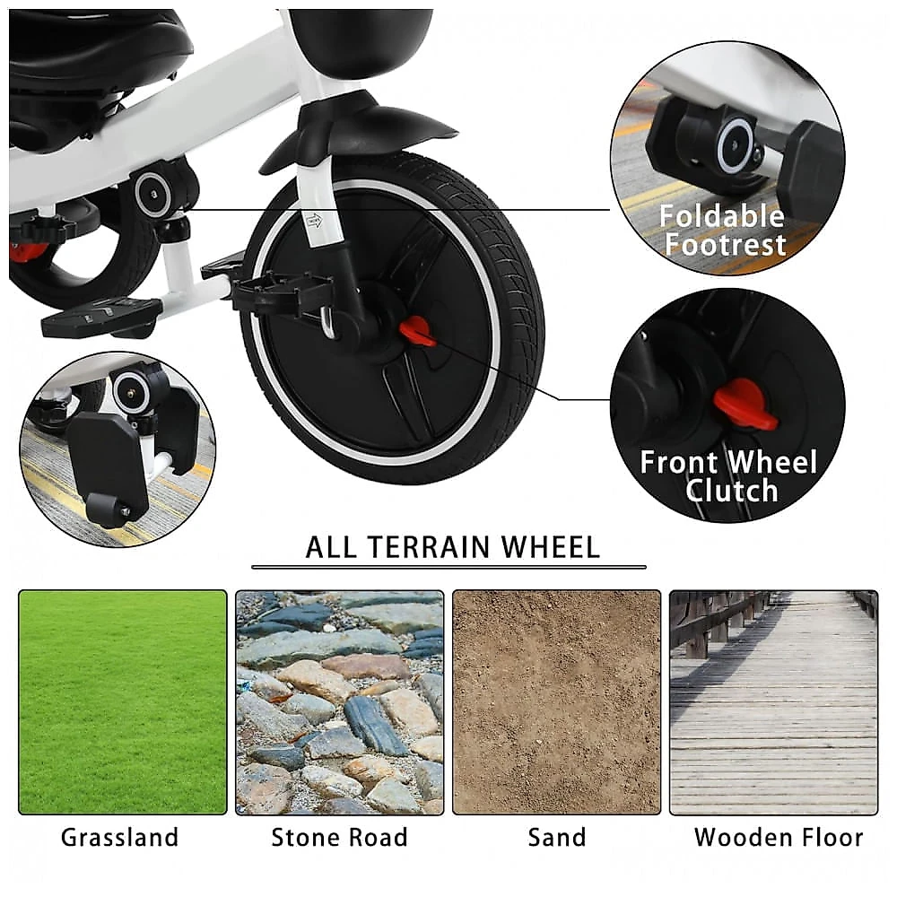 Triciclo para bebê UBRAVOO, carrinho de passeio para bicicleta de empurrar para bebê 6 em 1, guarda corpo removível pa...