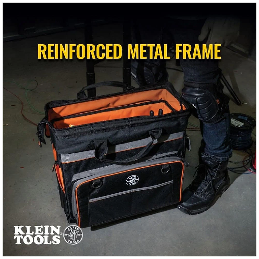Bolsa de Ferramentas Organizadora com Rodas e 24 Compartimentos, Amarela, KLEIN TOOLS 55452RTB, Preto