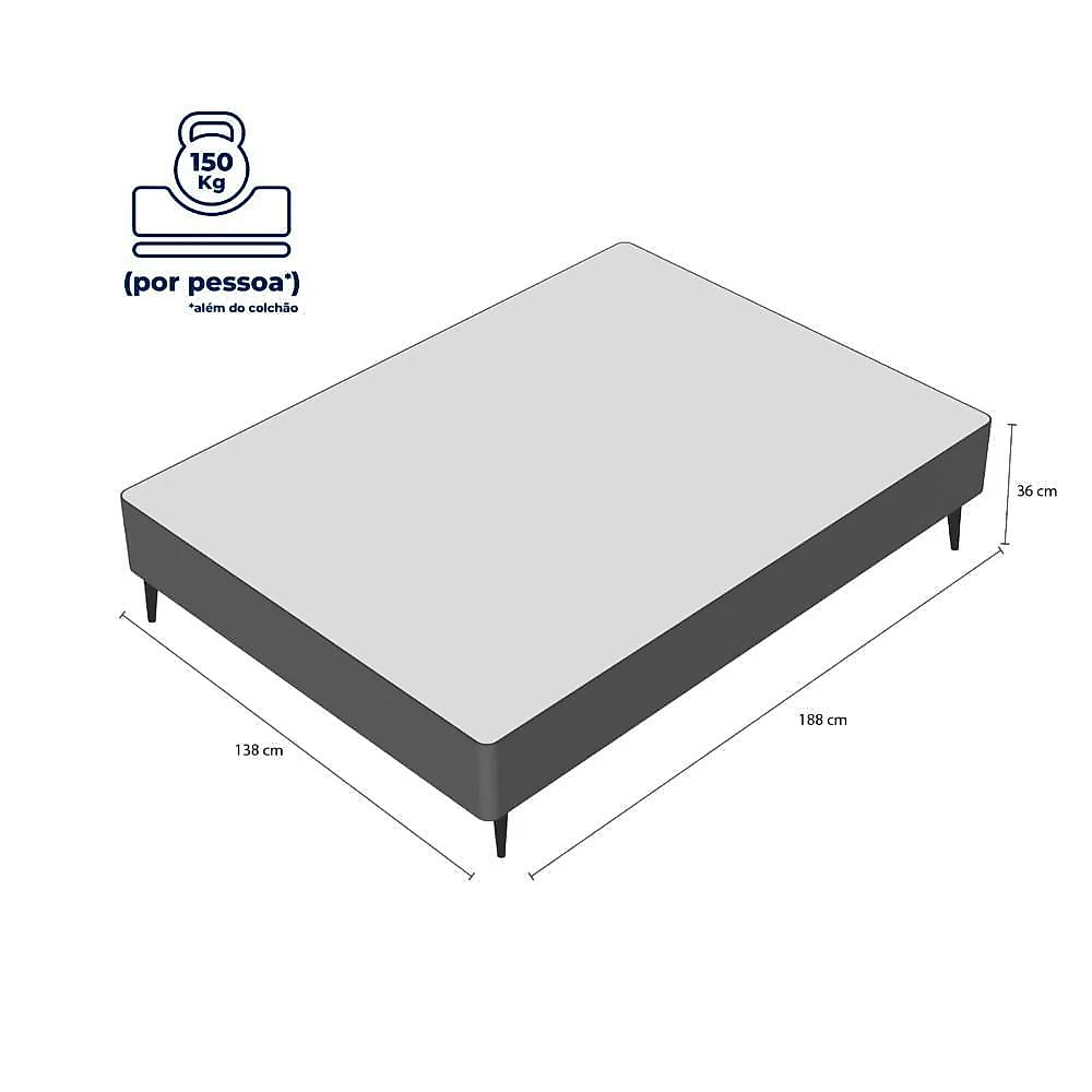 Base Sommier Camurça Marrom Casal (138x188x23) - Ortobom