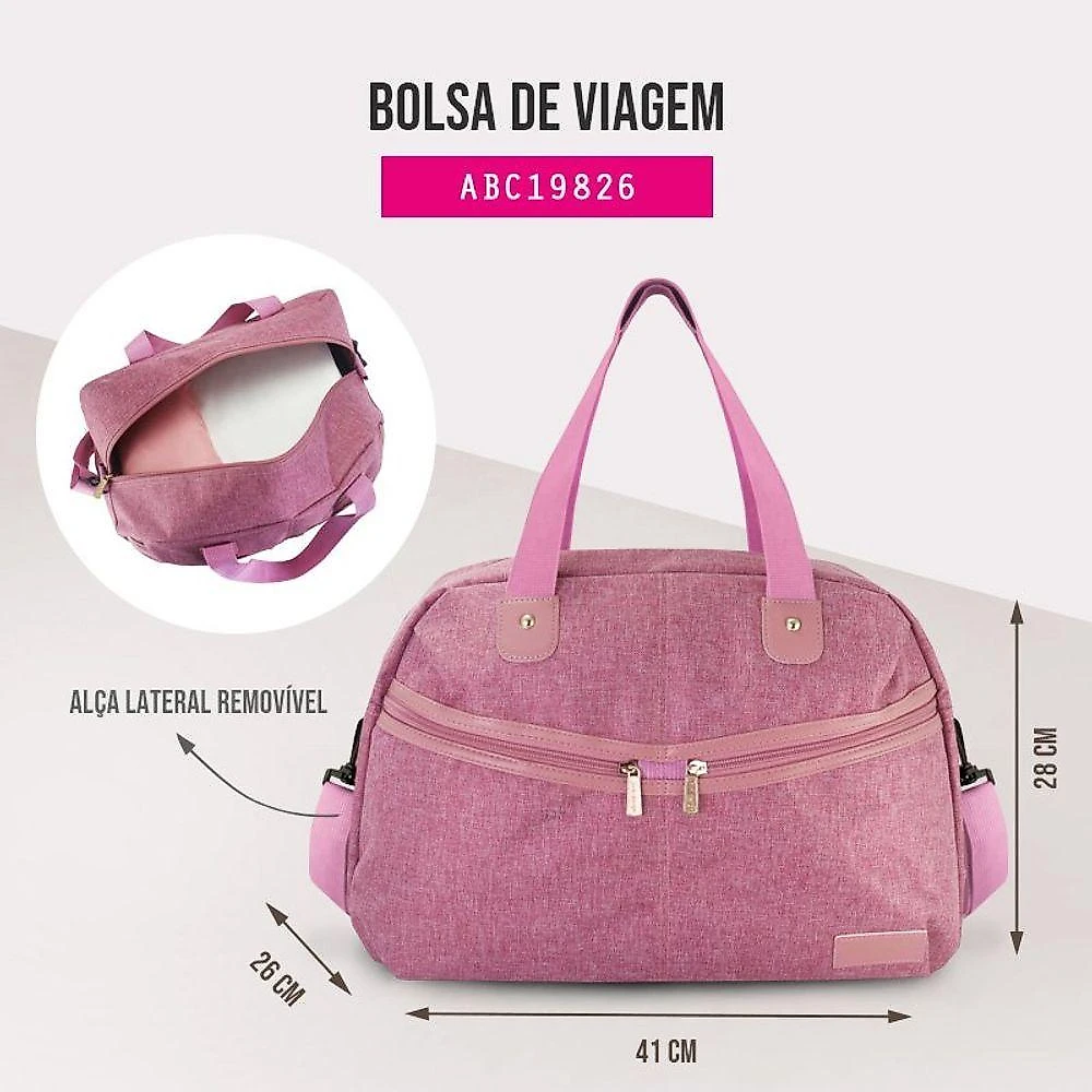 Kit Bolsa De Viagem + Porta Escova De Dente + Frascos De Viagem 10 Peças Rosa
