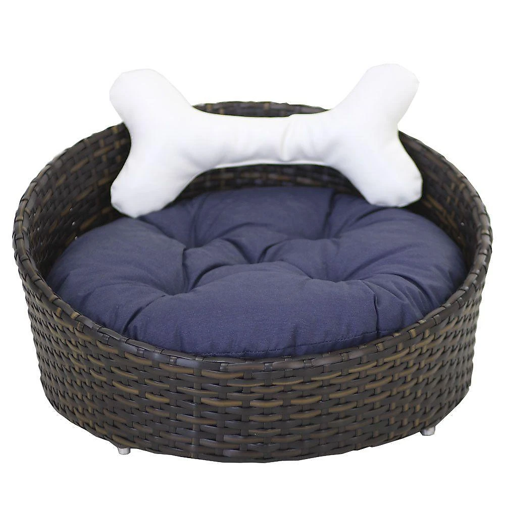 Cama Pet Chaise Redonda Fibra Sintética Alumínio Cão E Gato Trama Original Tabaco