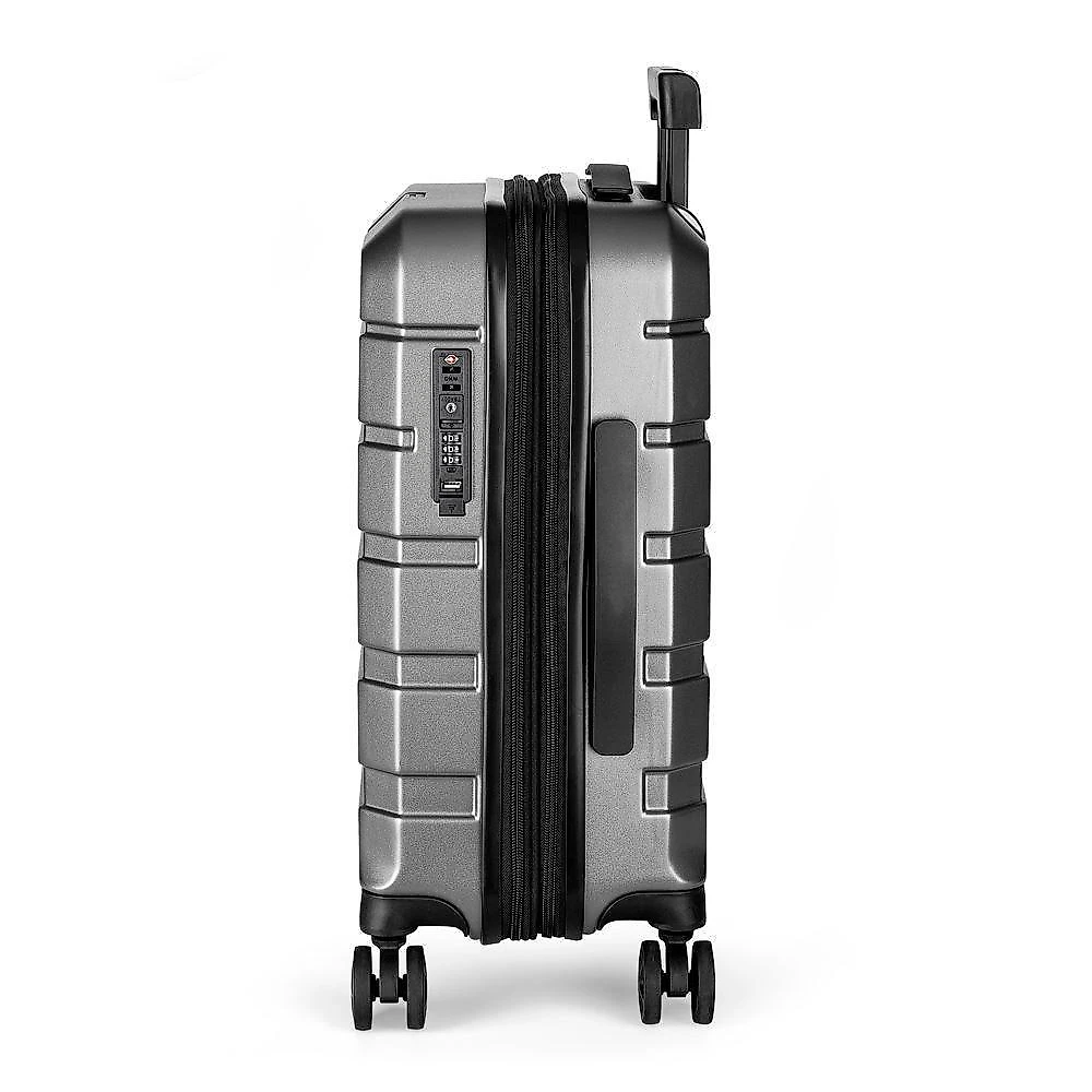 Mala de Bordo 40L em Policarbonato com Rodas 360º USB com Zíper e Cadeado TSA Easy Travel Tpc Cinza