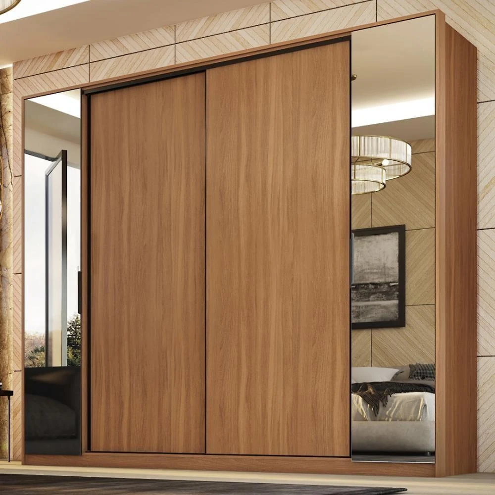 Guarda Roupa Casal 4 Portas Com Espelho E 4 Gavetas Laredo - Amêndola-nude Prime Tx