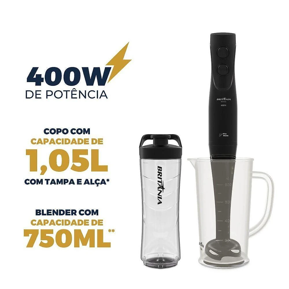 Mixer e Blender 2 em 1 Britânia BMX40C 400W com Turbo Preto 110V