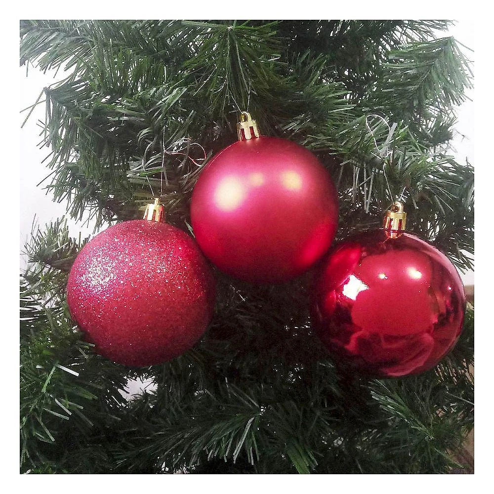 Bola De Natal Vermelha Kit Misto 8cm - 6 Unidades