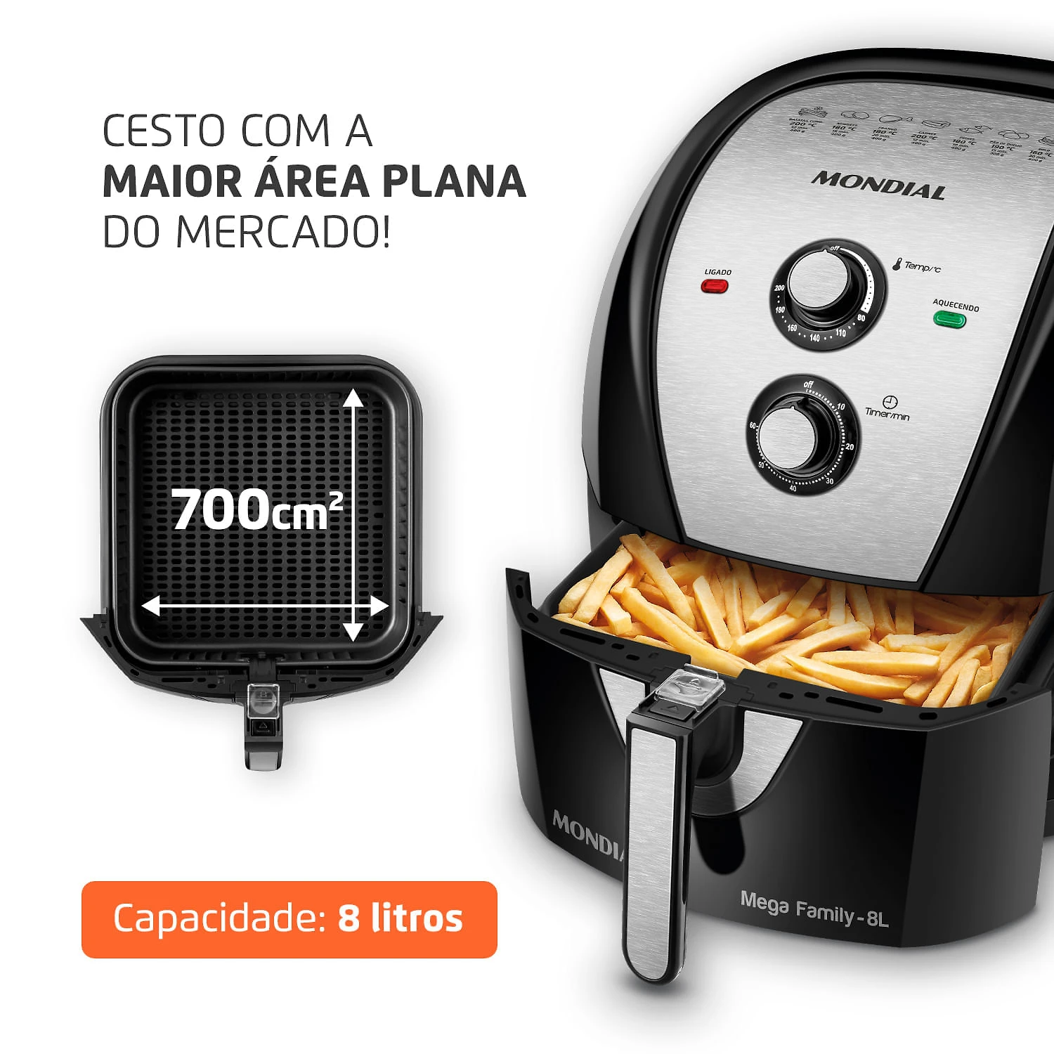 Miniatura Fritadeira Sem Óleo Air Fryer 8 Litros AFN-80-BI Mondial 127V