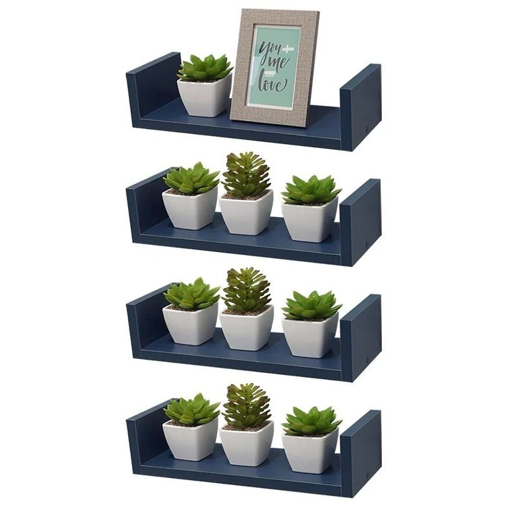 Prateleira Crie Fácil 50X10CM MDP Suporte Invisível Moderno Sala Azul Mercado das Prateleiras 4