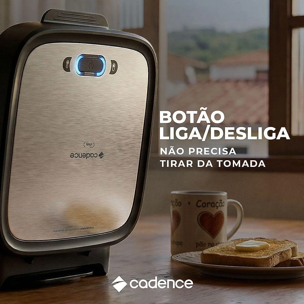 Sanduicheira Elétrica Cadence Click Inox Chapas Profundas 800W Cinza 220V
