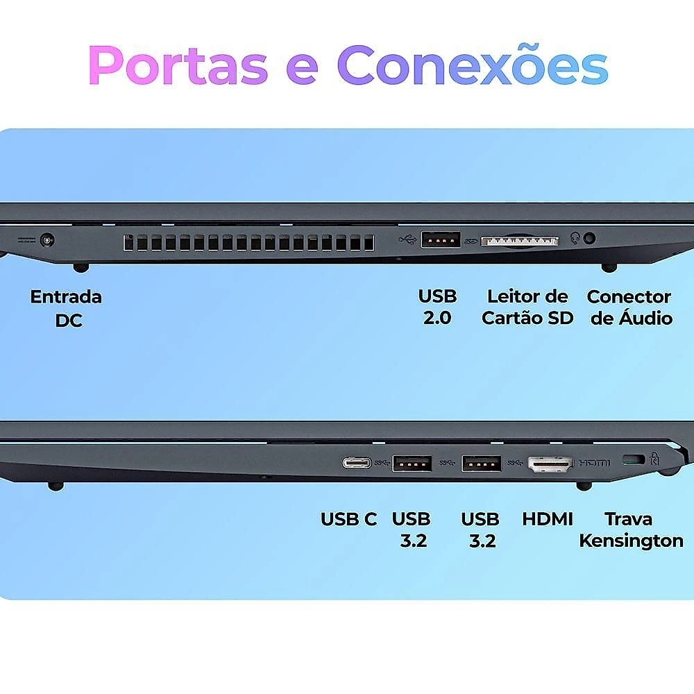 Notebook Vision R15M AMD Ryzen 3-7330U 8GB 256GB SSD 15" Full HD Preto Positivo