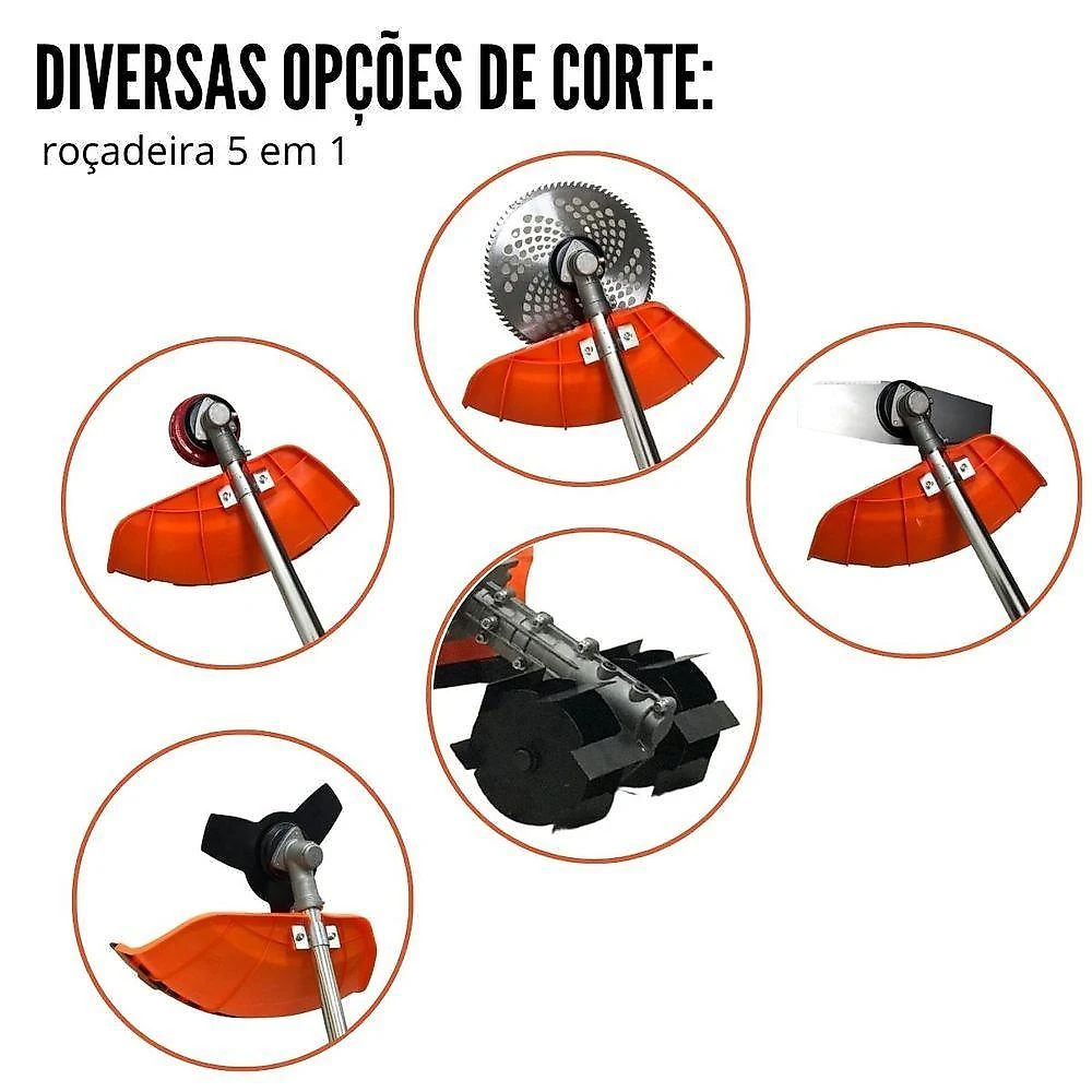 Roçadeira Com Enxada Capinadeira A Gasolina Importway 5x1 De 3hp 63cc Similar A Toyama, Vulcan, Carbon Fak, Tekna...