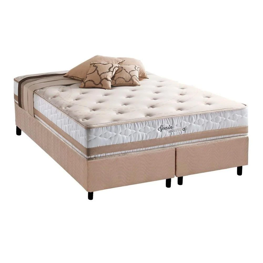 Cama Box com Colchão King Molas Maxspring Spain Euro Pillow Bege Herval