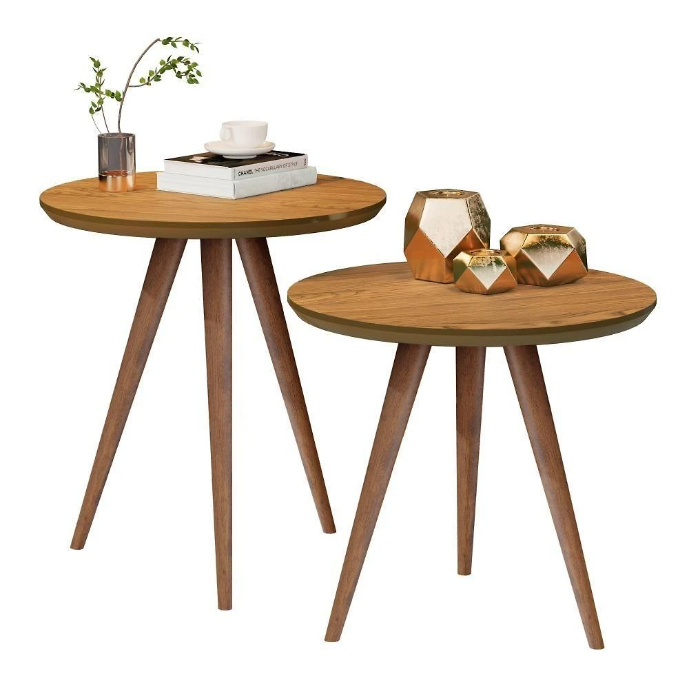 Kit de Mesinhas Laterais Cadiz Redondo MDF 45CM Off White Casah