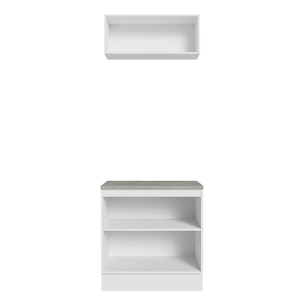 Kit com Balcão e Armário Aéreo Multiuso 80cm Agata Madesa B Branco