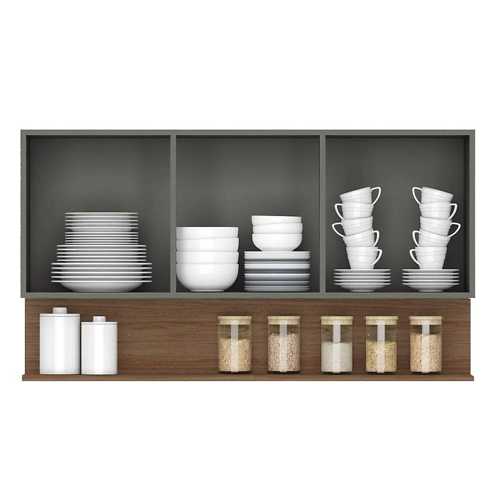 Armário De Cozinha 4 Peças Balcão Com Pia 150cm Lina18 K02 Gris-freijó - Mpozenato