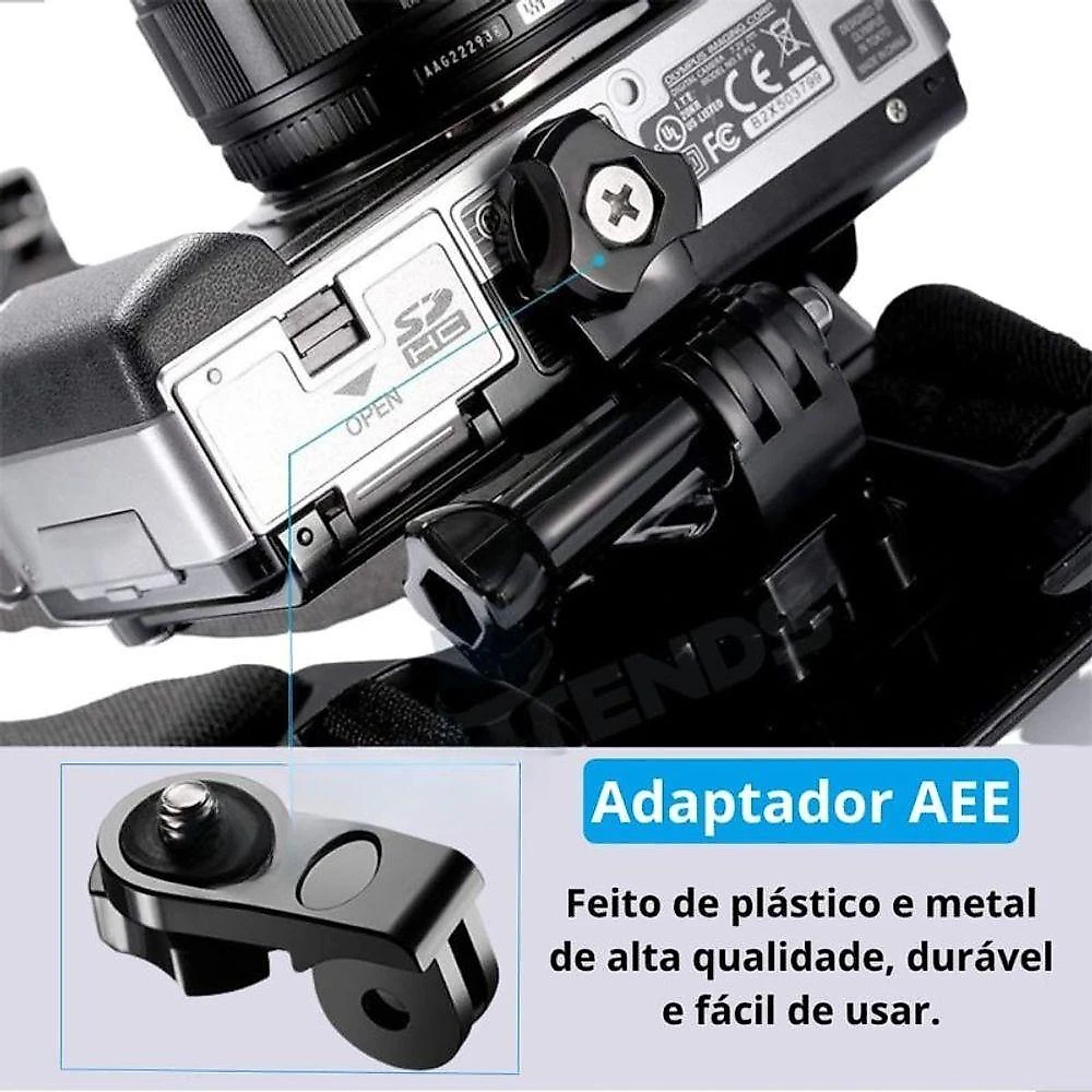 Suporte Peitoral para Celular e Câmeras de Ação Ajustável Rotação 360 graus  Preto