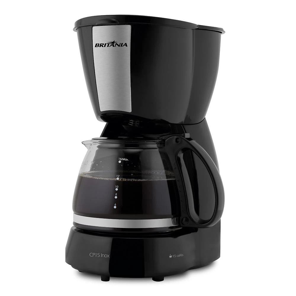 Cafeteira Elétrica 15 Xícaras Britânia CP15 Preta com Prata 220V