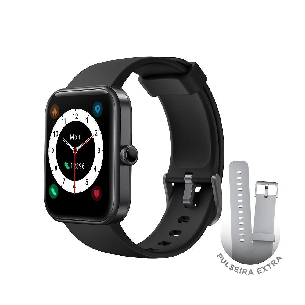 SmartWatch KaBuM! smart 700, Preto, Pulseira Extra Cinza Claro, Compatível IoT Alexa - KBSAC019