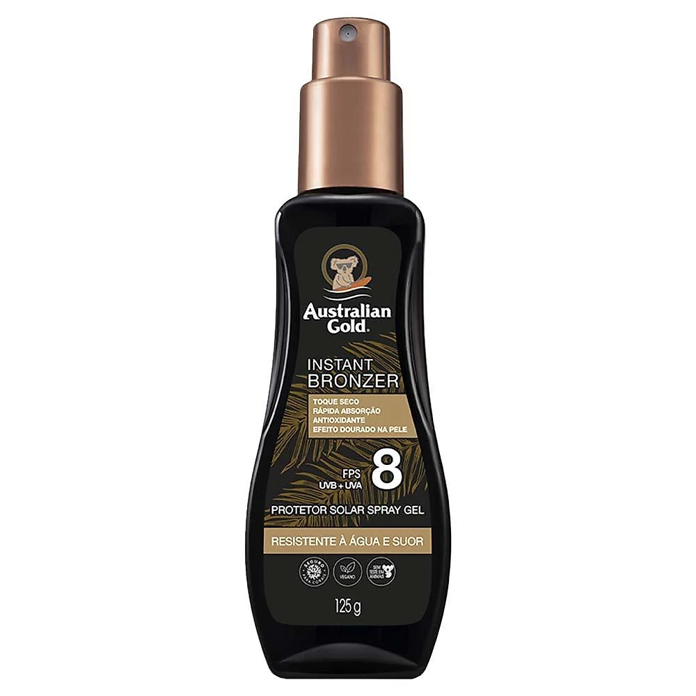 Protetor solar corporal fps 8 australian gold - instant bronzer spray gel 125ml