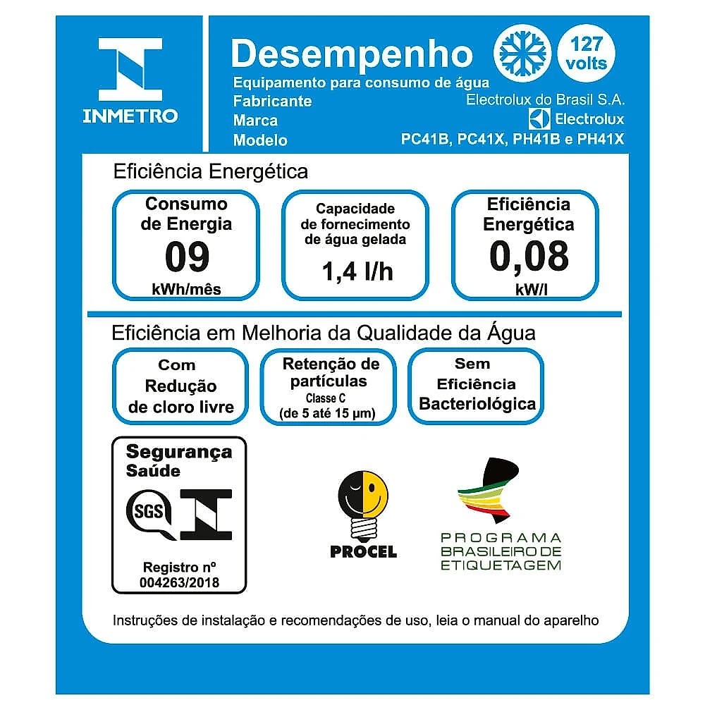 Purificador Electrolux Água Quente, Natural e Gelada com Compressor - PH41X Cinza - 110V