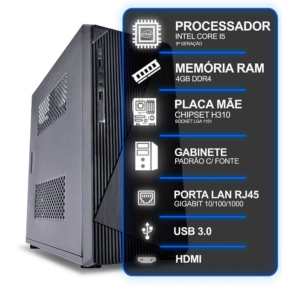 Computador Desktop Intel Core I5 9a Geração 4GB RAM sem SSD Intel