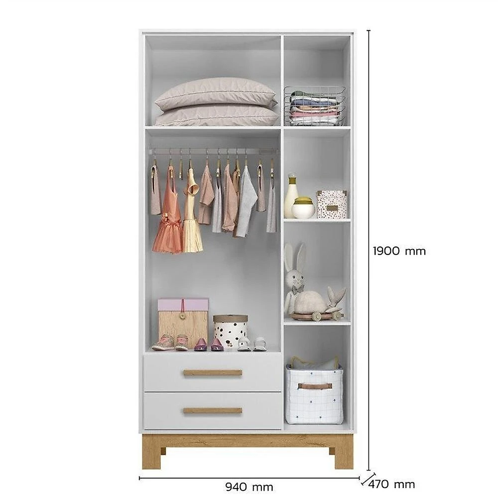Quarto para Bebê Completo com Guarda-roupa, Berço e Cômoda Slim Branco Acetinado