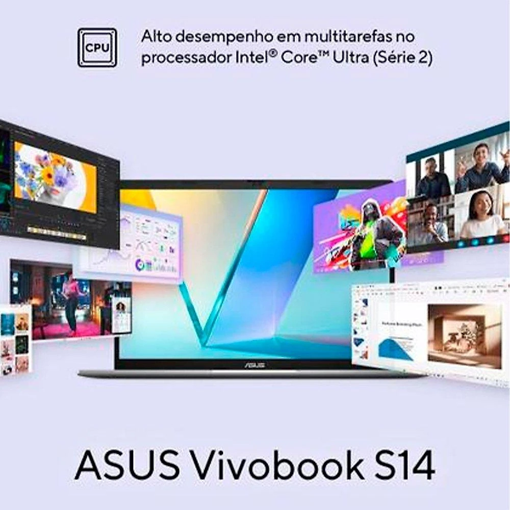 Notebook ASUS Vivobook Intel Core Ultra 5 225H 16GB, 512GB, KeepOS, 14.0" LCD LED, Matte Gray - S14S3407CA-LY171