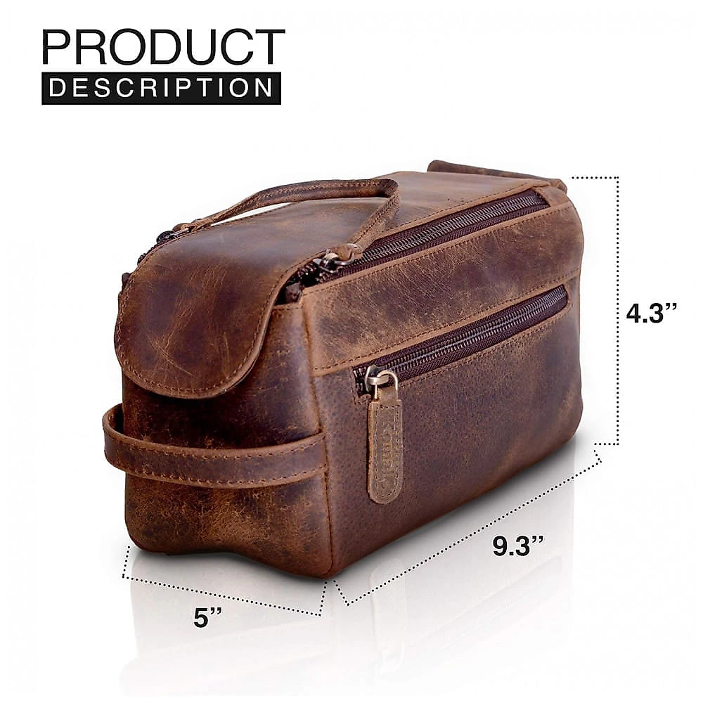 Necessaire Masculina de Couro, KOMALC, Marrom
