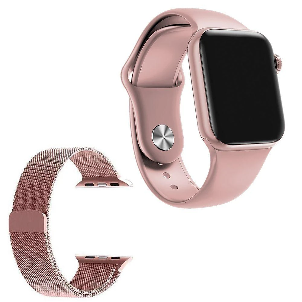 Relógio Smartwatch W58 Rosa Android Ios + 1 Pulseira Extra De Aço Rose - Smart Bracelet